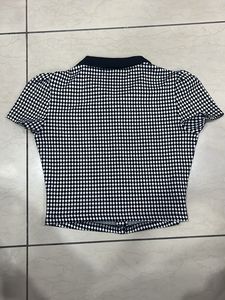 Chic Black &amp; White Gingham Polo Top