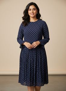 Navy Polka Dot Dress