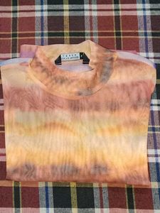Sheer Sunset Striped Mock Neck Top