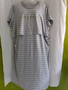 george Grey Striped "hey baby" Maternity Dress