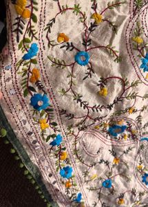 NEW! PURE Chapa Work Silk Hand Embroidery Duppata