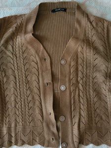 Chic Brown Knit Cardigan
