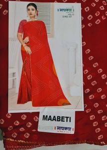 Vibrant Red Bandhani Saree