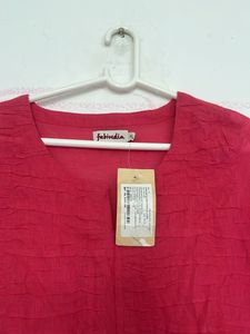 Vibrant Red Textured Kurta