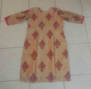 Cream and Fuchsia pink silk cotton salwar full set