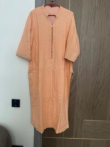 last price Peach Embroidered Kurta Set