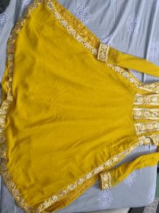 Yellow Anarkali Kurta Set with Embellishments