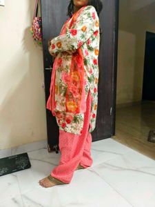 Floral Print Kurta Set with Dupatta