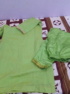 Beautiful Green Kurta Set with Gold Border