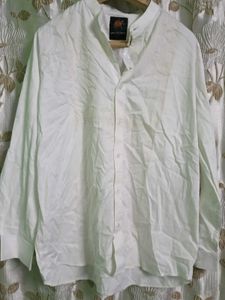 Men's White Mandarin Collar Shirt
