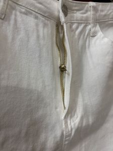 SHEIN White Wide Leg Capri Jeans