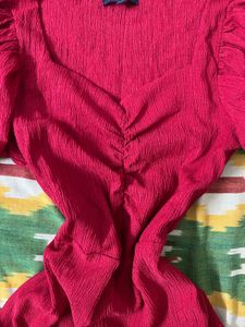 ˚˖𓍢ִ🍓. ݁𐙚Red Puff Sleeved Sweetheart Dress