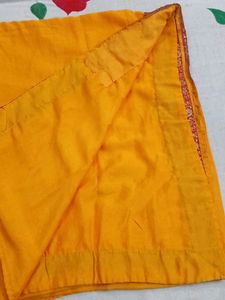 Vibrant Yellow Saree with Red Border