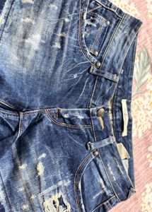 Distressed Blue Denim Shorts