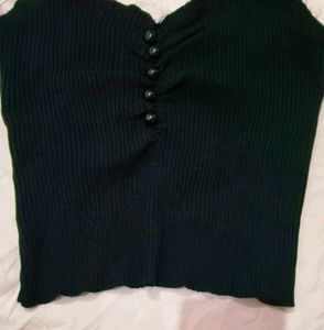 Ribbed Lace Trim Crop Top