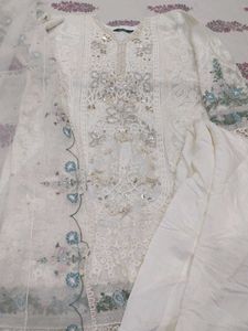 Elegant White Embroidered suit