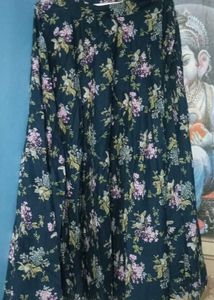 Elegant Navy Blue Kurta with Floral Print