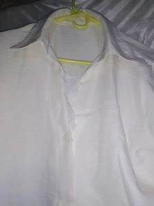 Asymmetric Lace Trim Blouse