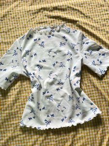 White Floral Print Top