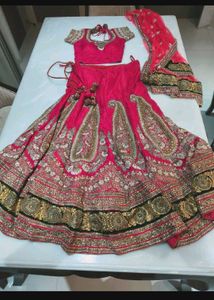 Stunning Pink heavy handwork bridal lehenga Choli