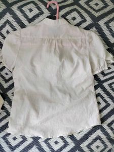 Cream Puff Sleeve Top with Button Detail