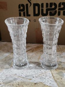 Set of 2 Clear Glass Vases