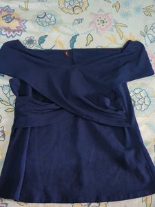 Chic Navy Blue Off-Shoulder Top