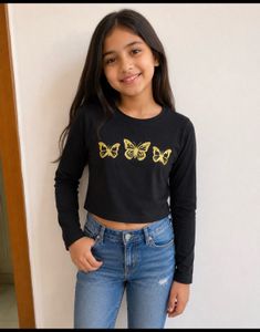 Cute Black Butterfly Crop Top