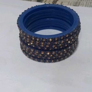 Sparkling Blue & Gold Bangles Set