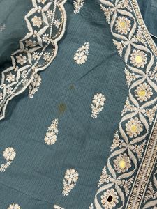 pakistani Blue Embroidered Kurta Set with Dupatta