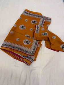 Elegant Mustard Saree with Blouse