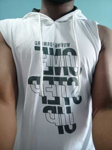 Men's White Graphic Hoodie T-Shirt