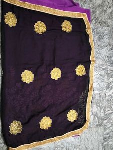 Elegant Purple &amp; Black Saree