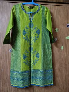 New Beautiful Lime Green Kurta Set with Blue