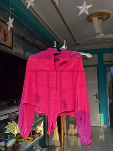 Vibrant Pink Button-Up Blouse