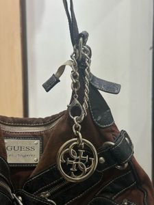 Y2k Silver Guess Keychain Bag Charm