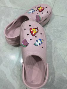 Cute Pink Clogs with Charms