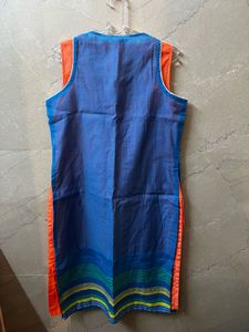 BIBA Blue &amp; Orange Layered Kurta