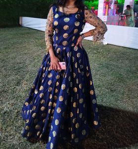 dark blue reseption gown