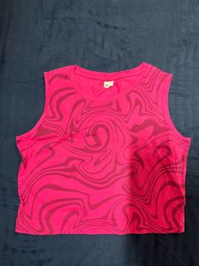 Pink Swirl Print Crop Top