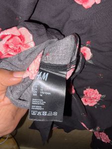 H&amp;m Rose Print Button-Up Blouse
