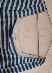 Blue &amp; White Striped Long Sleeve Bodysuit