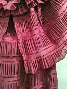 KAZO Brand New Wine/Maroon TexturedPleated dress