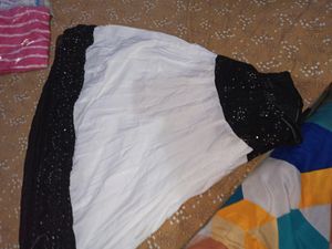 White &amp; Black Embellished Skirt