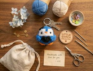 Cute Crochet Penguin Keychain