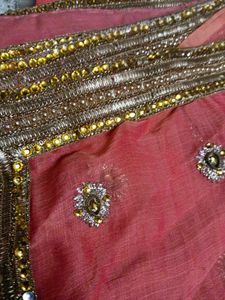 Elegant Pink Embroidered Saree