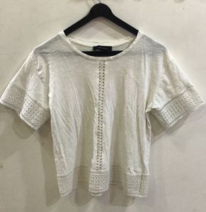 White Semi Lace Top For Women