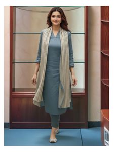 Elegant Blue Kurta Set with Scarf