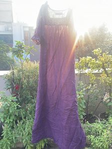 Purple Ethnic Gown with Ditsy Print
