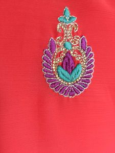 Elegant Embroidered Orange Saree